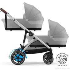 Коляска универсальная для двойни 2 в 1 Cybex eGazelle S SLV Stone Grey