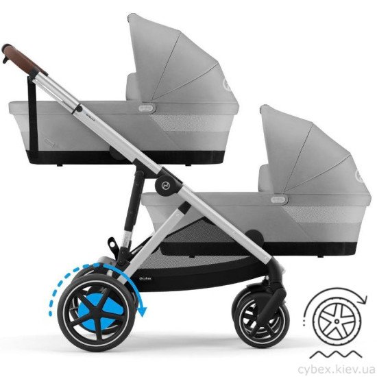 Коляска універсальна для двійні 2 в 1 Cybex eGazelle S SLV Stone Grey Коляска універсальна для двійні 2 в 1 Cybex eGazelle S SLV Stone Grey