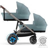 Коляска универсальная для двойни 2 в 1 Cybex eGazelle S TPE Stormy Blue Коляска универсальная для двойни 2 в 1 Cybex eGazelle S TPE Stormy Blue