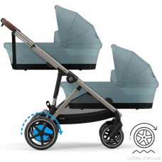 Коляска універсальна для двійні 2 в 1 Cybex eGazelle S TPE Stormy Blue
