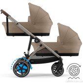 Коляска универсальная для двойни 2 в 1 Cybex eGazelle S TPE Almond Beige Коляска универсальная для двойни 2 в 1 Cybex eGazelle S TPE Almond Beige