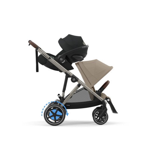 Коляска прогулочная для двойни Cybex eGazelle S TPE Almond Beige