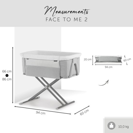 Дитяче ліжечко Hauck Face to Me 2 Melange Grey